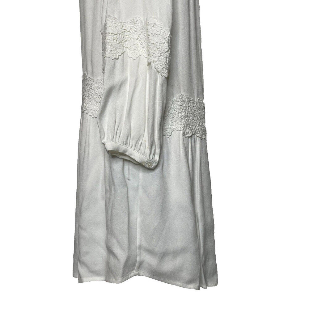Joie White Pauletta Dress XS Gauze Festival Wear Flowy Lined Long Sleeve Tassel - Picture 7 of 9